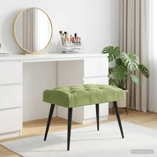 Klupa s gumbastim tkanjem Svijetlo zelena 60 x 40 x 45 cm - Svijetlo zelena 60 x 40 x 45 cm Cijena