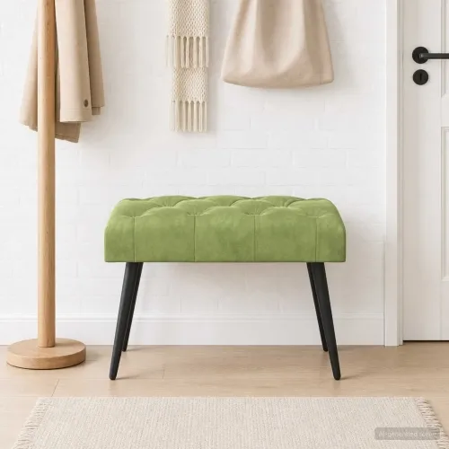 Klupa s gumbastim tkanjem Svijetlo zelena 60 x 40 x 45 cm - Svijetlo zelena 60 x 40 x 45 cm Cijena