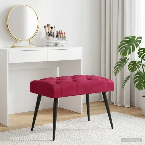 Klupa s gumbastim tkanjem Vinska crvena 60 x 40 x 45 cm Baršun - boja crnog vina 60 x 40 x 45 cm Cijena