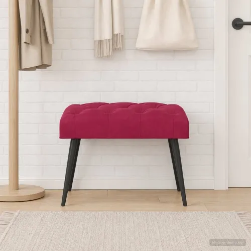 Klupa s gumbastim tkanjem Vinska crvena 60 x 40 x 45 cm Baršun - boja crnog vina 60 x 40 x 45 cm Cijena