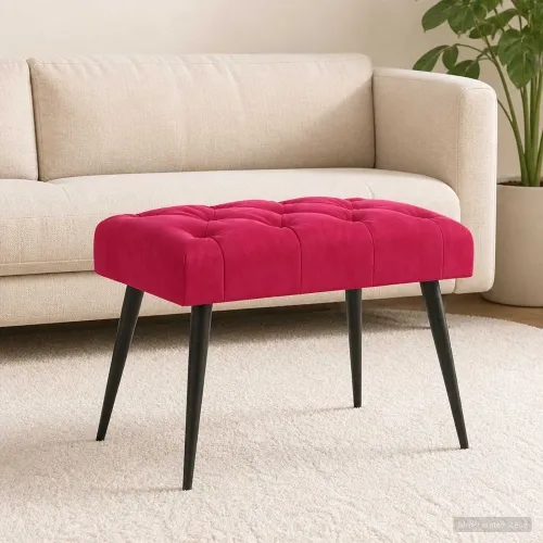 Klupa s gumbastim tkanjem Vinska crvena 60 x 40 x 45 cm Baršun - boja crnog vina 60 x 40 x 45 cm Cijena