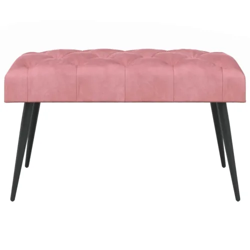 Klupa s gumbastim tkanjem Ružičasta 80 x 40 x 46 cm Baršun - Ružičasta 80 x 40 x 46 cm Cijena
