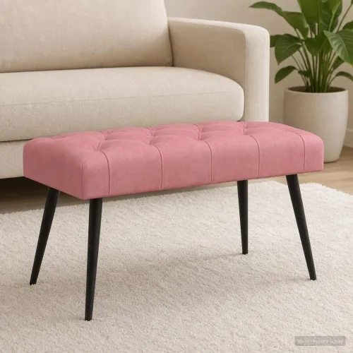 Klupa s gumbastim tkanjem Ružičasta 80 x 40 x 46 cm Baršun - Ružičasta 80 x 40 x 46 cm Cijena