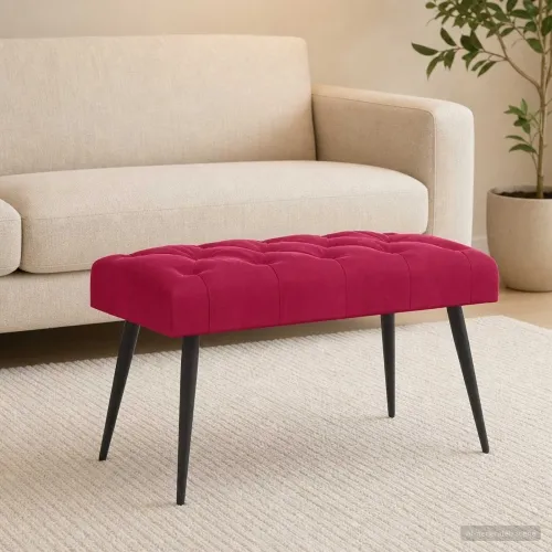 Klupa s gumbastim tkanjem Vinska crvena 80 x 40 x 46 cm Baršun - boja crnog vina 80 x 40 x 46 cm Cijena