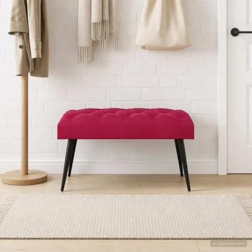 Klupa s gumbastim tkanjem Vinska crvena 80 x 40 x 46 cm Baršun - boja crnog vina 80 x 40 x 46 cm Cijena