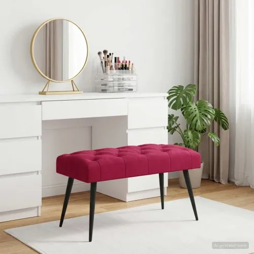 Klupa s gumbastim tkanjem Vinska crvena 80 x 40 x 46 cm Baršun - boja crnog vina 80 x 40 x 46 cm Cijena