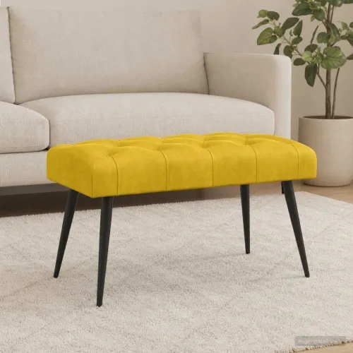 Klupa s gumbastim tkanjem Žuta 80 x 40 x 46 cm Baršun - Žuta 80 x 40 x 46 cm Cijena