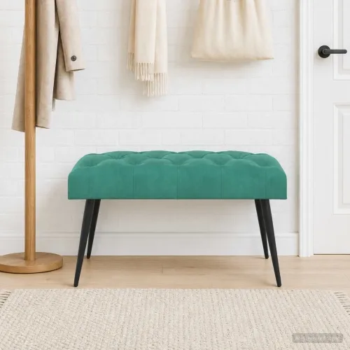 Klupa s gumbastim tkanjem Tirkizna 80 x 40 x 46 cm Baršun - Tirkizna 80 x 40 x 46 cm Cijena
