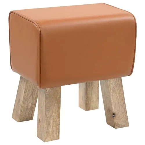 klupa 40 x 30 x 45 cm Prava koža Smeđa - Smeđa Cijena