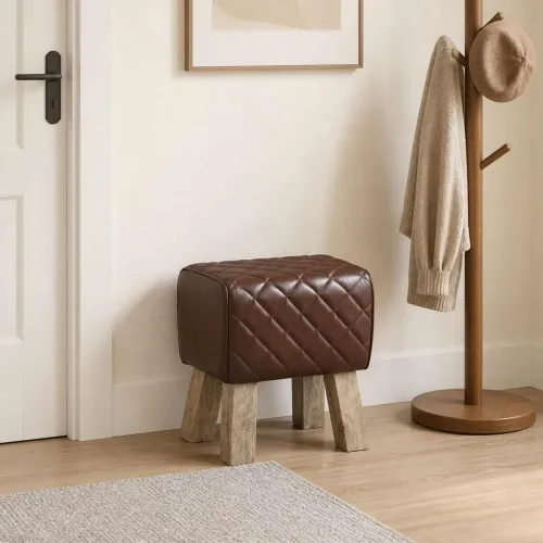 klupa 40 x 30 x 45 cm Prava koža Smeđa dijamantna - Smeđa dijamantna Cijena