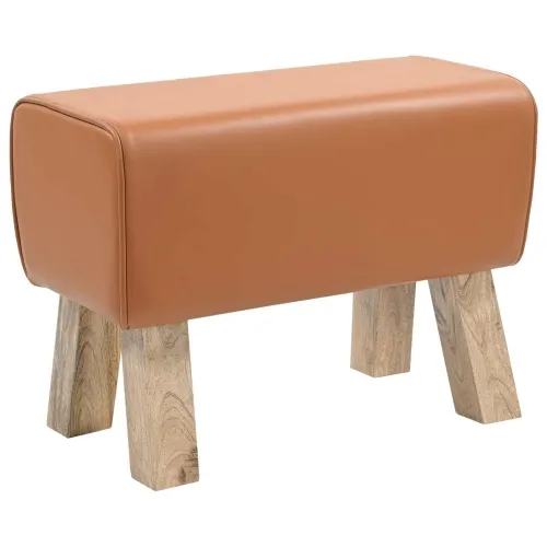 klupa 60 x 30 x 45 cm Prava koža Smeđa - Smeđa Cijena