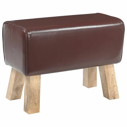 klupa 60 x 30 x 45 cm Prava koža Tamno smeđa - Tamno smeđa Cijena