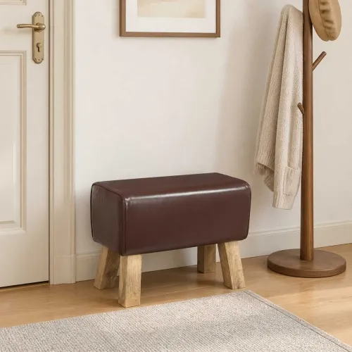 klupa 60 x 30 x 45 cm Prava koža Tamno smeđa - Tamno smeđa Cijena