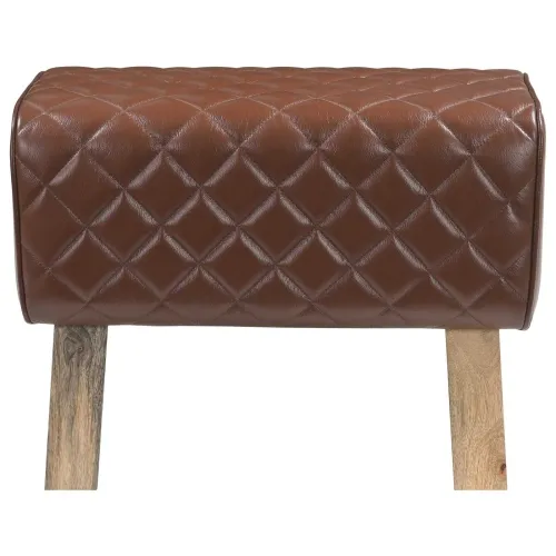 klupa 60 x 30 x 45 cm Prava koža Smeđa dijamantna - Smeđa dijamantna Cijena