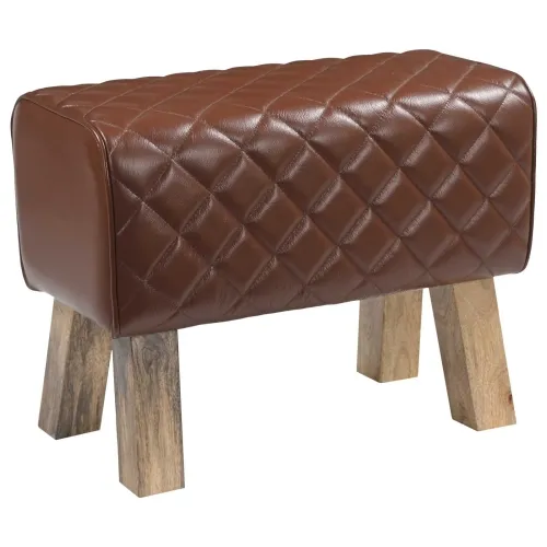 klupa 60 x 30 x 45 cm Prava koža Smeđa dijamantna - Smeđa dijamantna Cijena