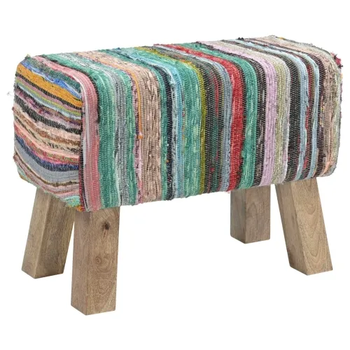 klupa 60 x 30 x 45 cm Prava koža Šareni - Šareni Cijena