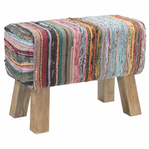 klupa 60 x 30 x 45 cm Prava koža Šareni - Šareni Cijena