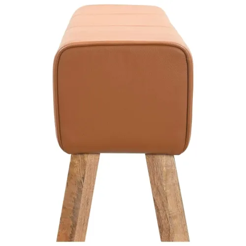 klupa 110 x 30 x 45 cm Prava koža Smeđa - Smeđa Cijena