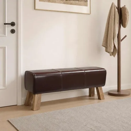 klupa 110 x 30 x 45 cm Prava koža Tamno smeđa - Tamno smeđa Cijena