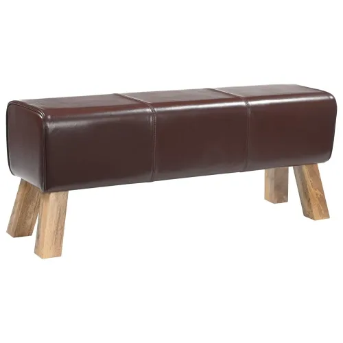 klupa 110 x 30 x 45 cm Prava koža Tamno smeđa - Tamno smeđa Cijena