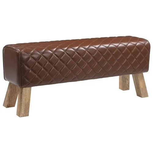 klupa 110 x 30 x 45 cm Prava koža Smeđa dijamantna - Smeđa dijamantna Cijena