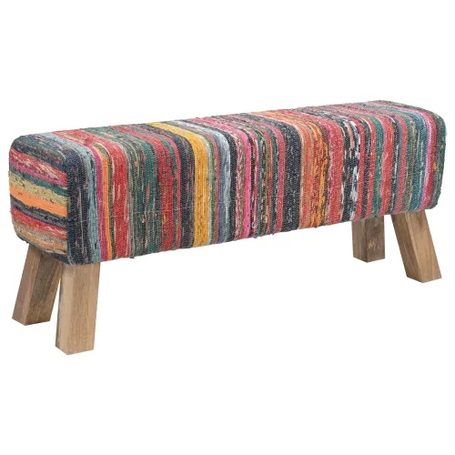 klupa 110 x 30 x 45 cm Prava koža Šareni - Šareni Cijena