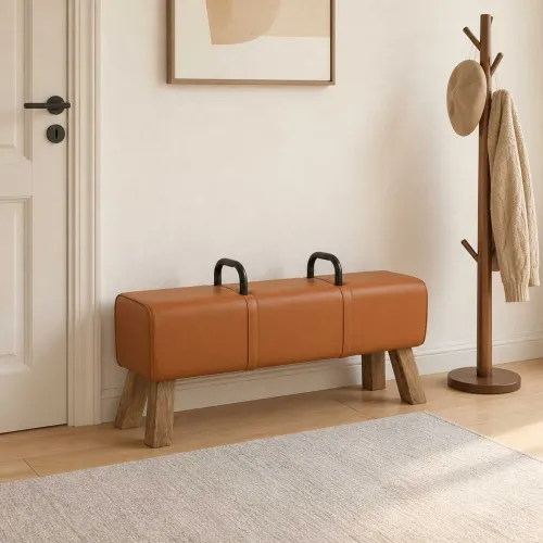 klupa Smeđa 110 x 30 x 45 cm Prava koža - Smeđa Cijena