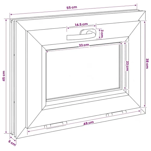 Unutarnja boja prozora u podrumu bijela RISOR 55 x 45 cm - Bijela 55 x 45 cm s dvostrukim staklenjem Cijena