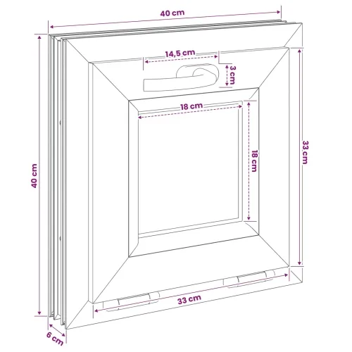 Unutarnja boja prozora u podrumu bijela RISOR 40 x 40 cm - Bijela 40 x 40 cm s trostrukim staklenjem Cijena