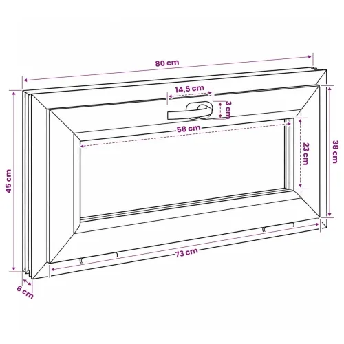Unutarnja boja prozora u podrumu bijela RISOR 80 x 45 cm - Bijela 80 x 45 cm s trostrukim staklenjem Cijena