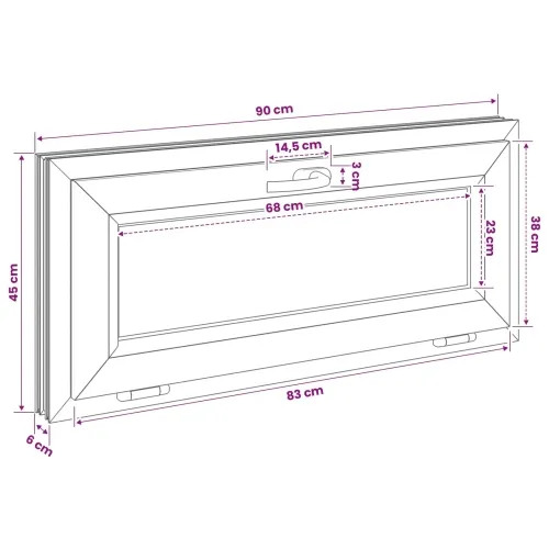 Unutarnja boja prozora u podrumu bijela RISOR 90 x 45 cm - Bijela 90 x 45 cm s trostrukim staklenjem Cijena