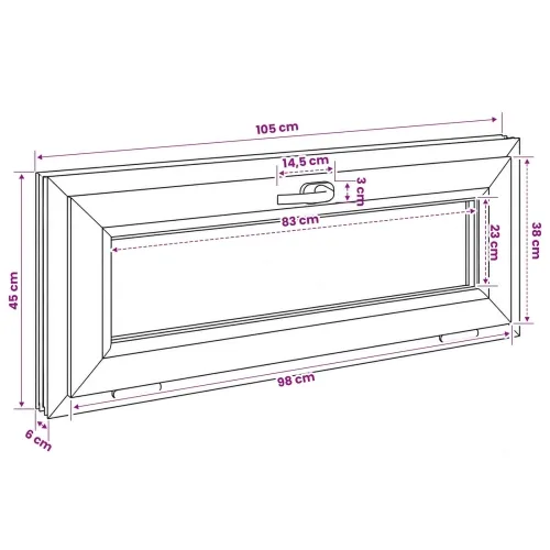 Unutarnja boja prozora u podrumu bijela RISOR 105 x 45 cm - Bijela 105 x 45 cm s trostrukim staklenjem Cijena