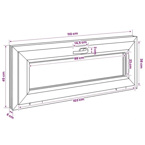 Unutarnja boja prozora u podrumu bijela RISOR 110 x 45 cm - Bijela 110 x 45 cm s trostrukim staklenjem Cijena