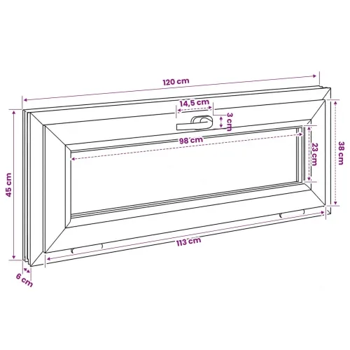 Unutarnja boja prozora u podrumu bijela RISOR 120 x 45 cm - Bijela 120 x 45 cm s trostrukim staklenjem Cijena