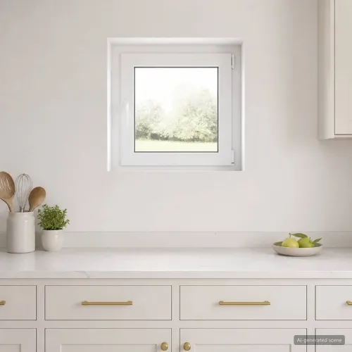 Unutarnja boja prozora u podrumu bijela RISOR 55 x 55 cm - Bijela 55 x 55 cm (Dvostruki sloj) Naginjanje i okretanje desno Cijena
