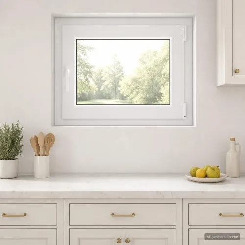 Unutarnja boja prozora u podrumu bijela RISOR 65 x 55 cm - Bijela 65 x 55 cm (Dvostruki sloj) Naginjanje i okretanje desno Cijena