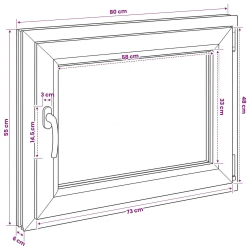 Unutarnja boja prozora u podrumu bijela RISOR 80 x 55 cm - Bijela 80 x 55 cm (Dvostruki sloj) Naginjanje i okretanje desno Cijena