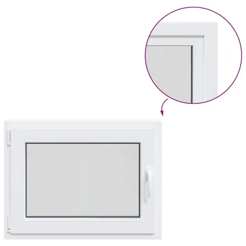 Unutarnja boja prozora u podrumu bijela RISOR 80 x 55 cm - Bijela 80 x 55 cm (Dvostruki sloj) Nagibanje i okretanje lijevo Cijena