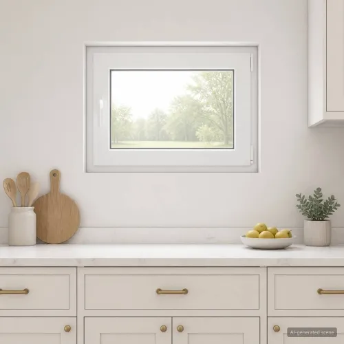 Unutarnja boja prozora u podrumu bijela RISOR 85 x 55 cm - Bijela 85 x 55 cm (Dvostruki sloj) Naginjanje i okretanje desno Cijena