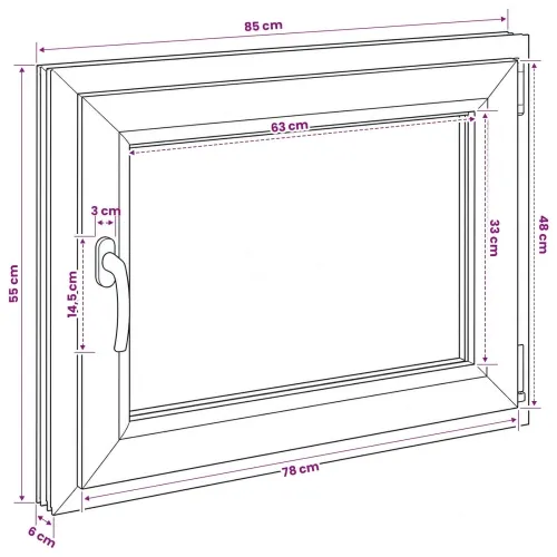 Unutarnja boja prozora u podrumu bijela RISOR 85 x 55 cm - Bijela 85 x 55 cm (Dvostruki sloj) Naginjanje i okretanje desno Cijena