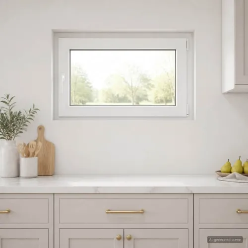 Unutarnja boja prozora u podrumu bijela RISOR 90 x 55 cm - Bijela 90 x 55 cm (Dvostruki sloj) Naginjanje i okretanje desno Cijena