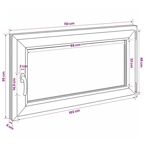 Unutarnja boja prozora u podrumu bijela RISOR 110 x 55 cm - Bijela 110 x 55 cm (Dvostruki sloj) Naginjanje i okretanje desno Cijena