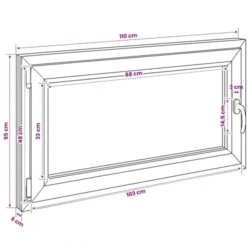 Unutarnja boja prozora u podrumu bijela RISOR 110 x 55 cm - Bijela 110 x 55 cm (Dvostruki sloj) Nagibanje i okretanje lijevo Cijena