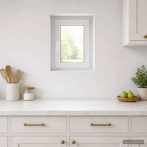 Unutarnja boja prozora u podrumu bijela RISOR 40 x 60 cm - Bijela 40 x 60 cm (Dvostruki sloj) Naginjanje i okretanje desno Cijena