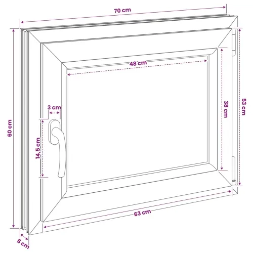 Unutarnja boja prozora u podrumu bijela RISOR 70 x 60 cm - Bijela 70 x 60 cm (Dvostruki sloj) Naginjanje i okretanje desno Cijena