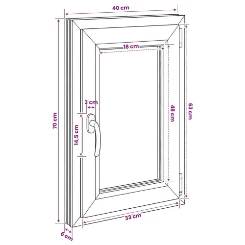 Unutarnja boja prozora u podrumu bijela RISOR 40 x 70 cm - Bijela 40 x 70 cm (Dvostruki sloj) Naginjanje i okretanje desno Cijena