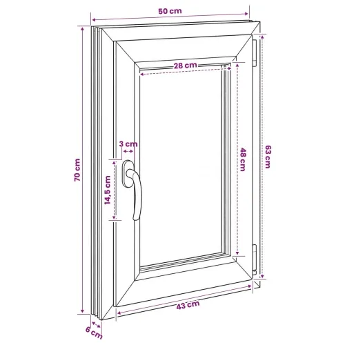 Unutarnja boja prozora u podrumu bijela RISOR 50 x 70 cm - Bijela 50 x 70 cm (Dvostruki sloj) Naginjanje i okretanje desno Cijena