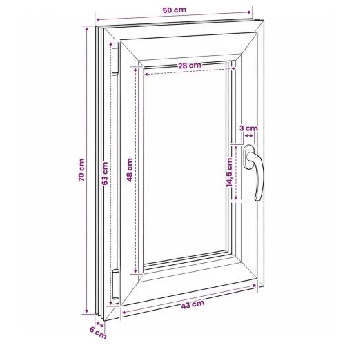 Unutarnja boja prozora u podrumu bijela RISOR 50 x 70 cm - Bijela 50 x 70 cm (Dvostruki sloj) Nagibanje i okretanje lijevo Cijena