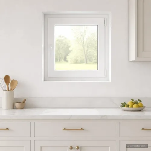 Unutarnja boja prozora u podrumu bijela RISOR 70 x 70 cm - Bijela 70 x 70 cm (Dvostruki sloj) Naginjanje i okretanje desno Cijena