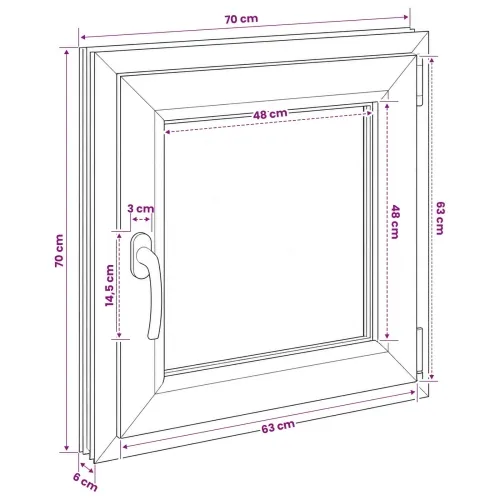 Unutarnja boja prozora u podrumu bijela RISOR 70 x 70 cm - Bijela 70 x 70 cm (Dvostruki sloj) Naginjanje i okretanje desno Cijena